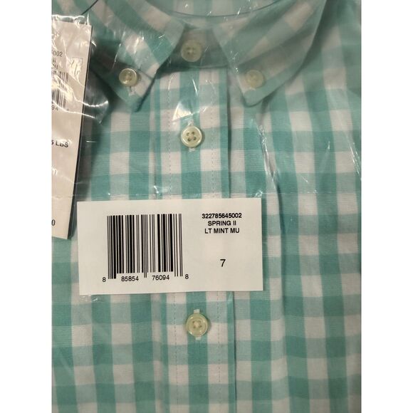 NWT Ralph Lauren Boys Gingham Button-Up Shirt - Light Mint Size 7 - Picture 2 of 5